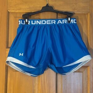 Under Armour Blue Women's Athletic Running Shorts with Branded Waistband